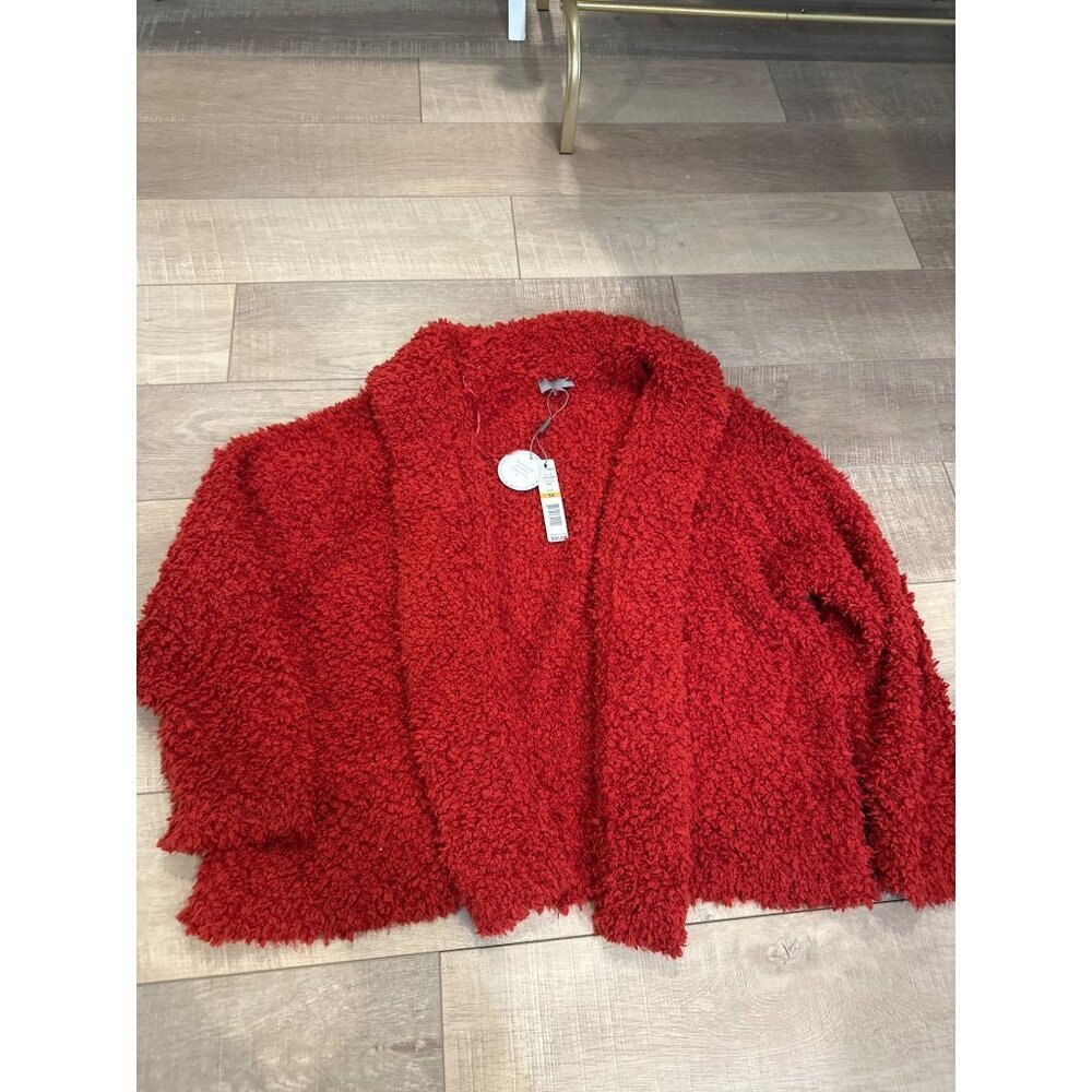 Joseph A. Red Textured Open Front Cardigan Jacket 3X Soft & Cozy Womens NEW